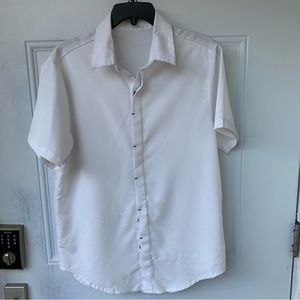 SHEIN. White, Short Sleeve button down Shirt. 100% Polyester.